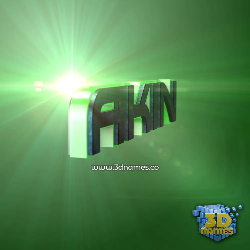 akin in Green Light style - 3D name wallpaper
