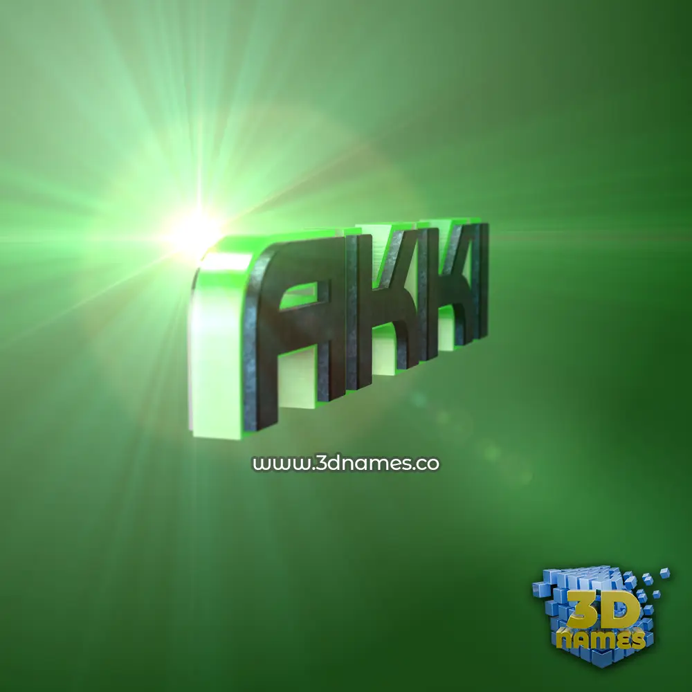 akki in Green Light style - 3D name wallpaper