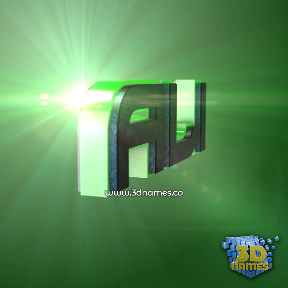 ali in Green Light style - 3D name wallpaper