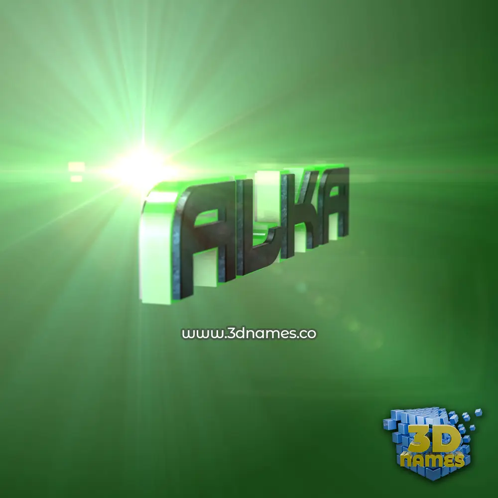 alka in Green Light style - 3D name wallpaper