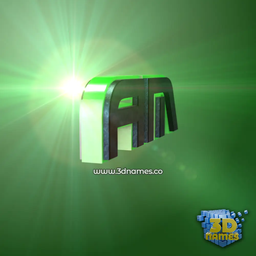 am in Green Light style - 3D name wallpaper