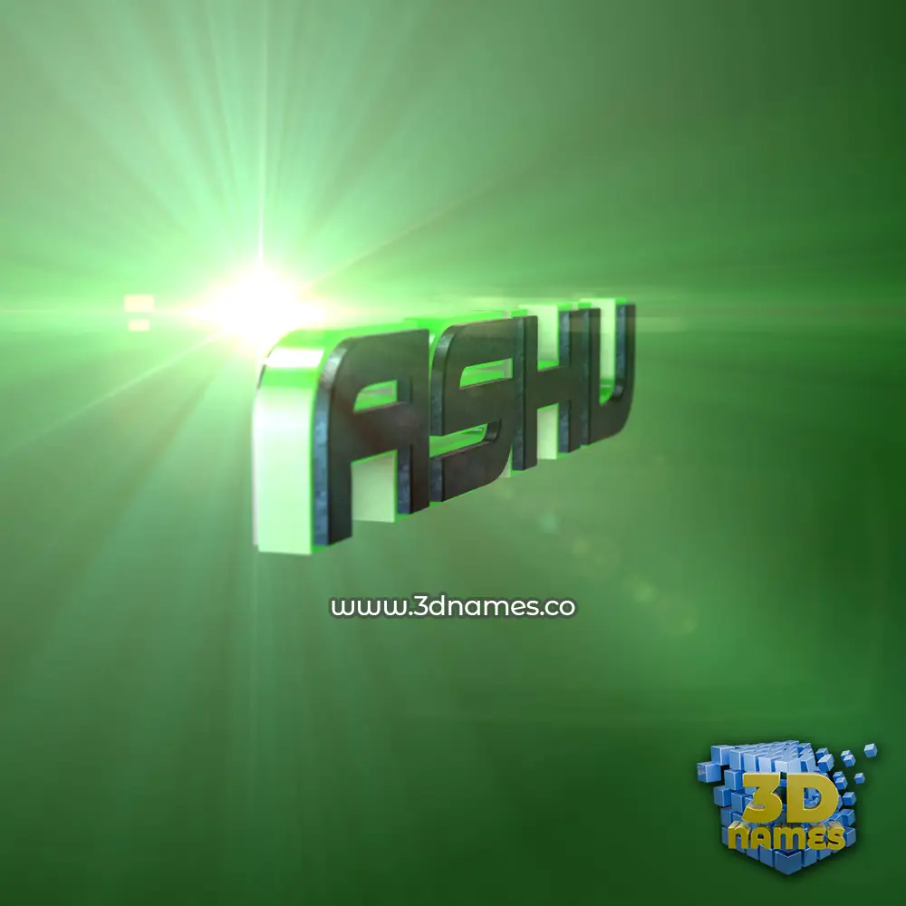 ashu in Green Light style - 3D name wallpaper