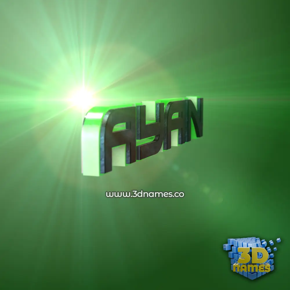 ayan in Green Light style - 3D name wallpaper