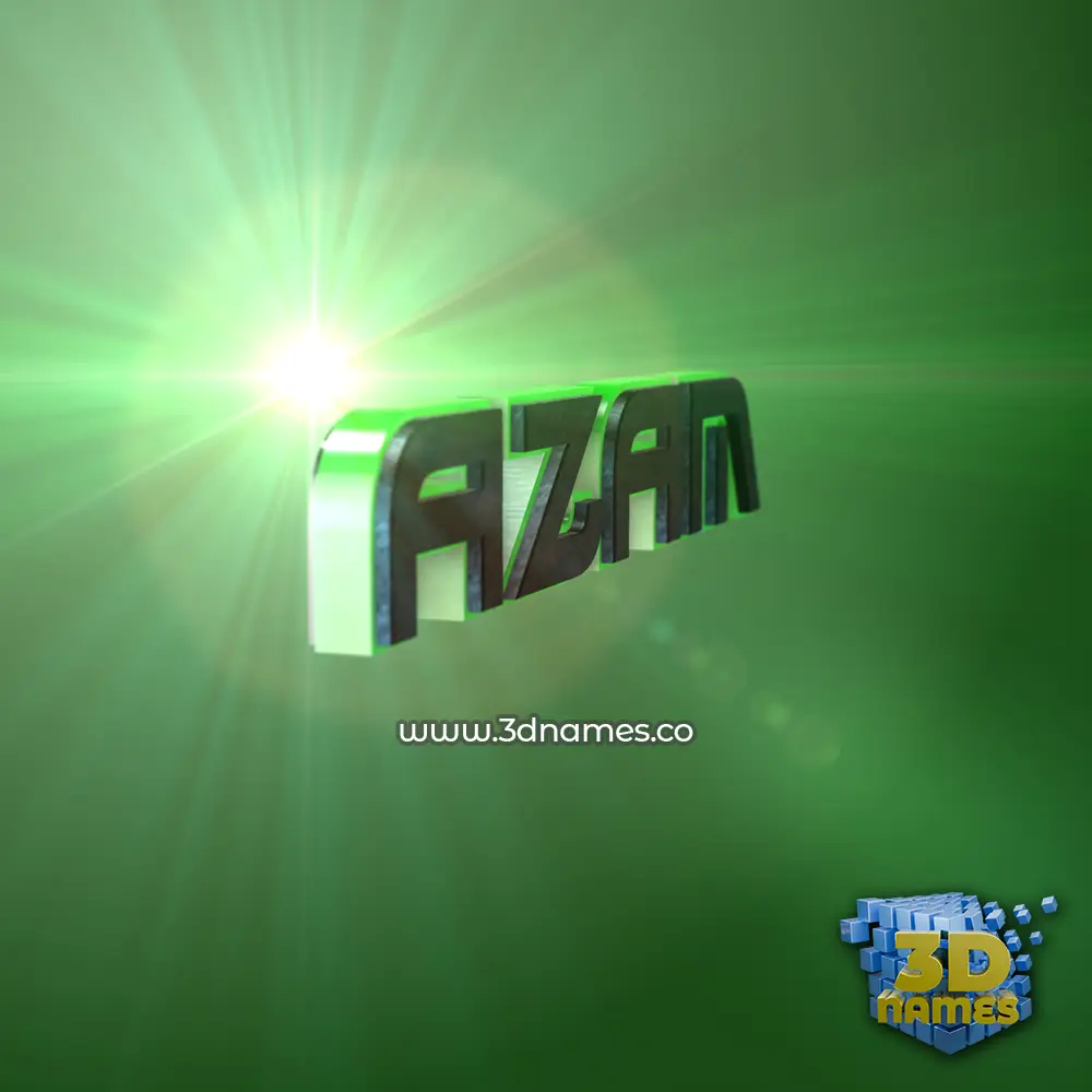 azam in Green Light style - 3D name wallpaper