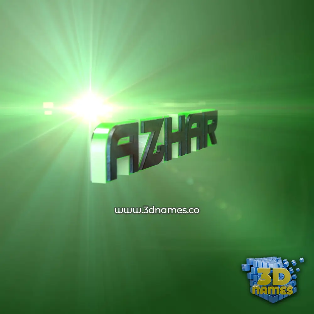 azhar in Green Light style - 3D name wallpaper