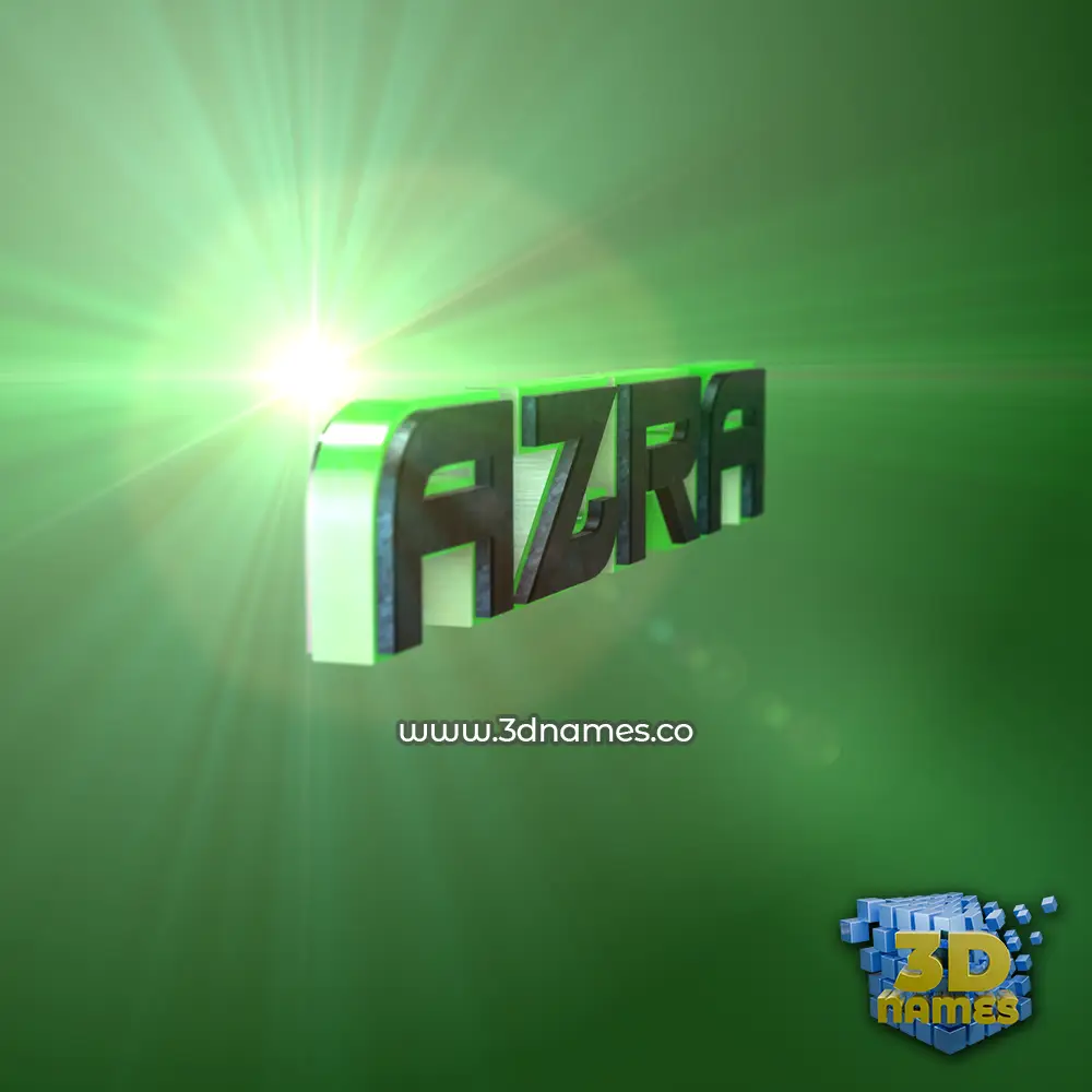 azra in Green Light style - 3D name wallpaper