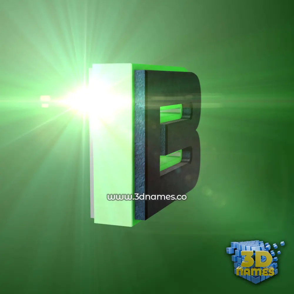 b in Green Light style - 3D name wallpaper