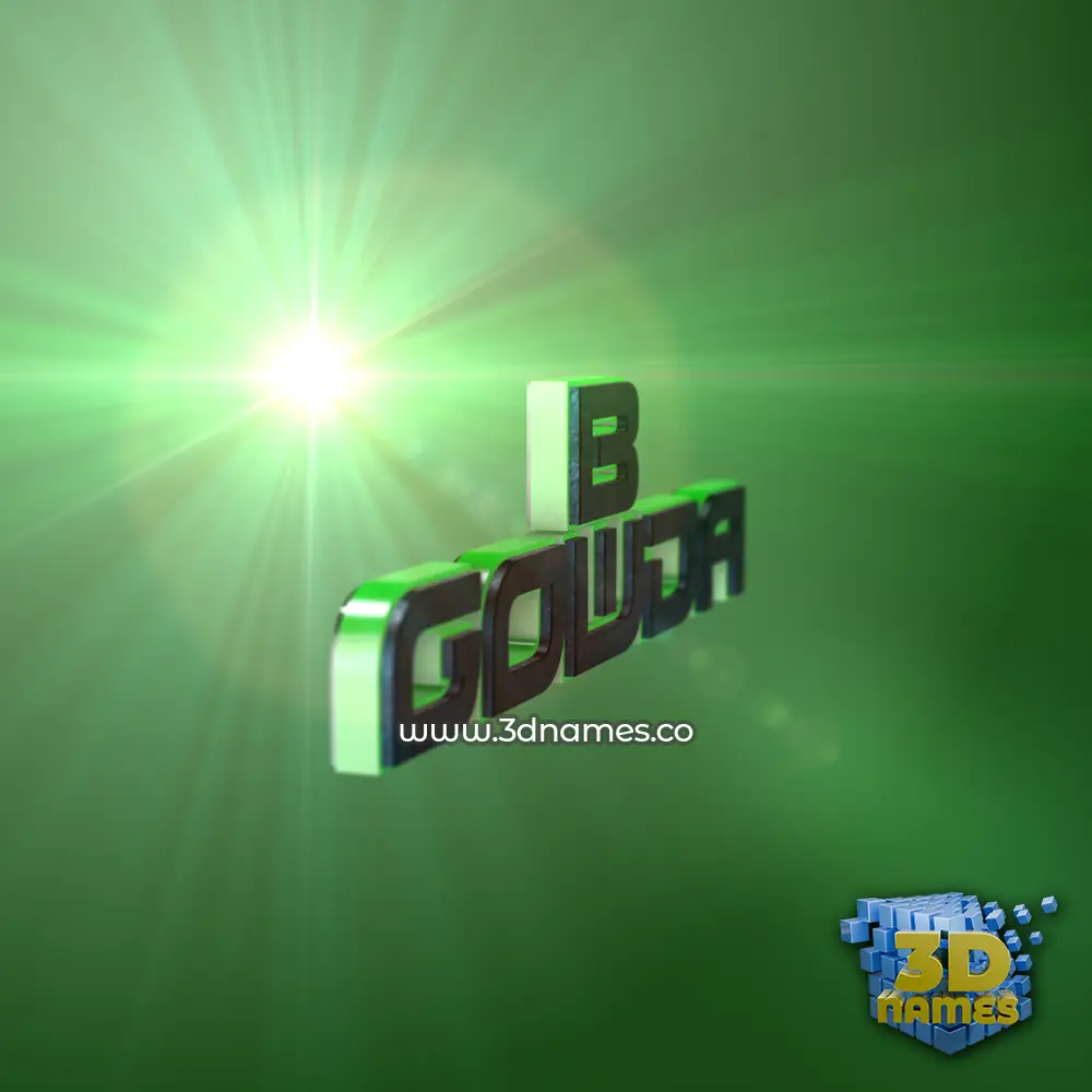 b gowda in Green Light style - 3D name wallpaper
