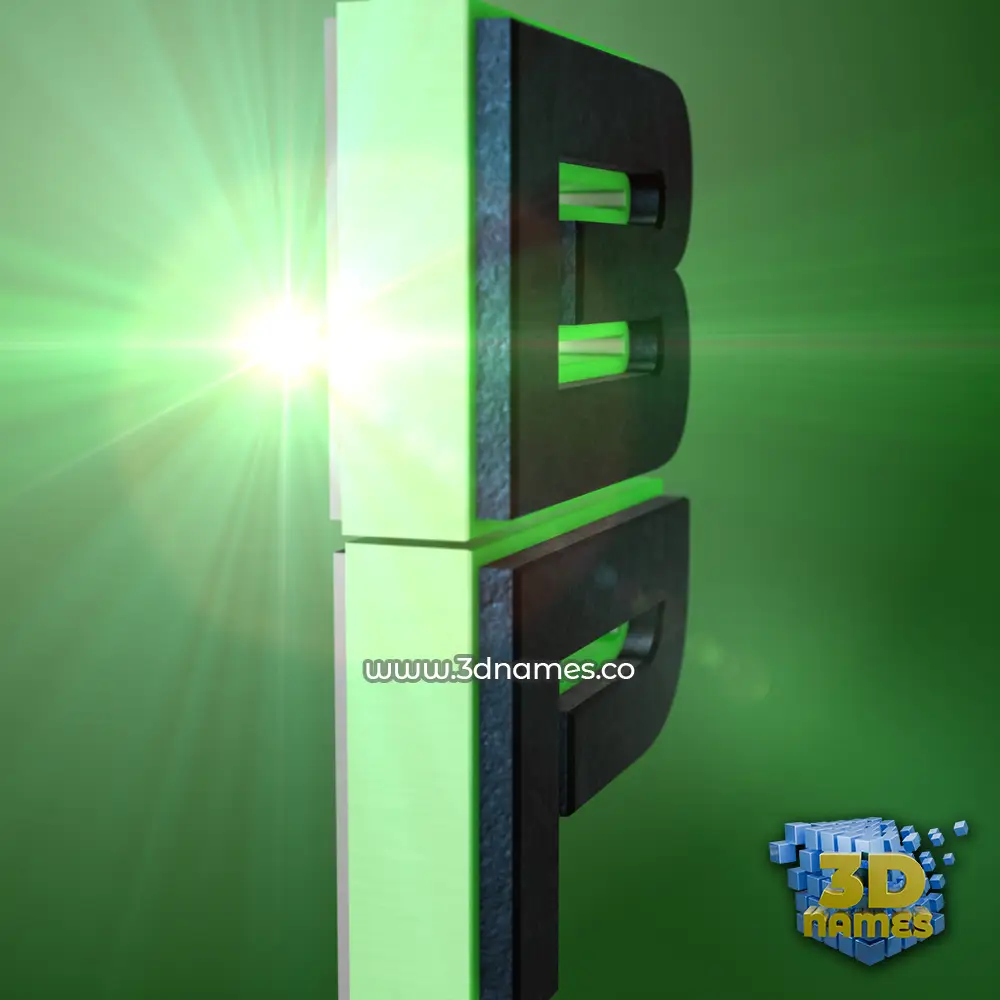 b p in Green Light style - 3D name wallpaper