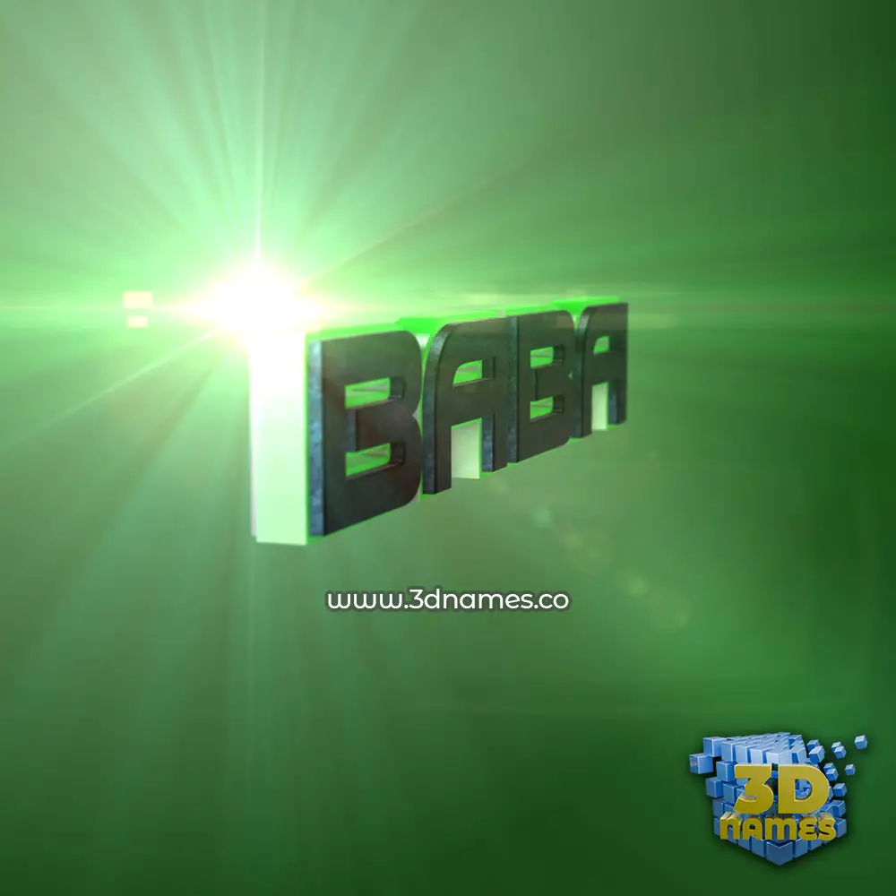baba in Green Light style - 3D name wallpaper