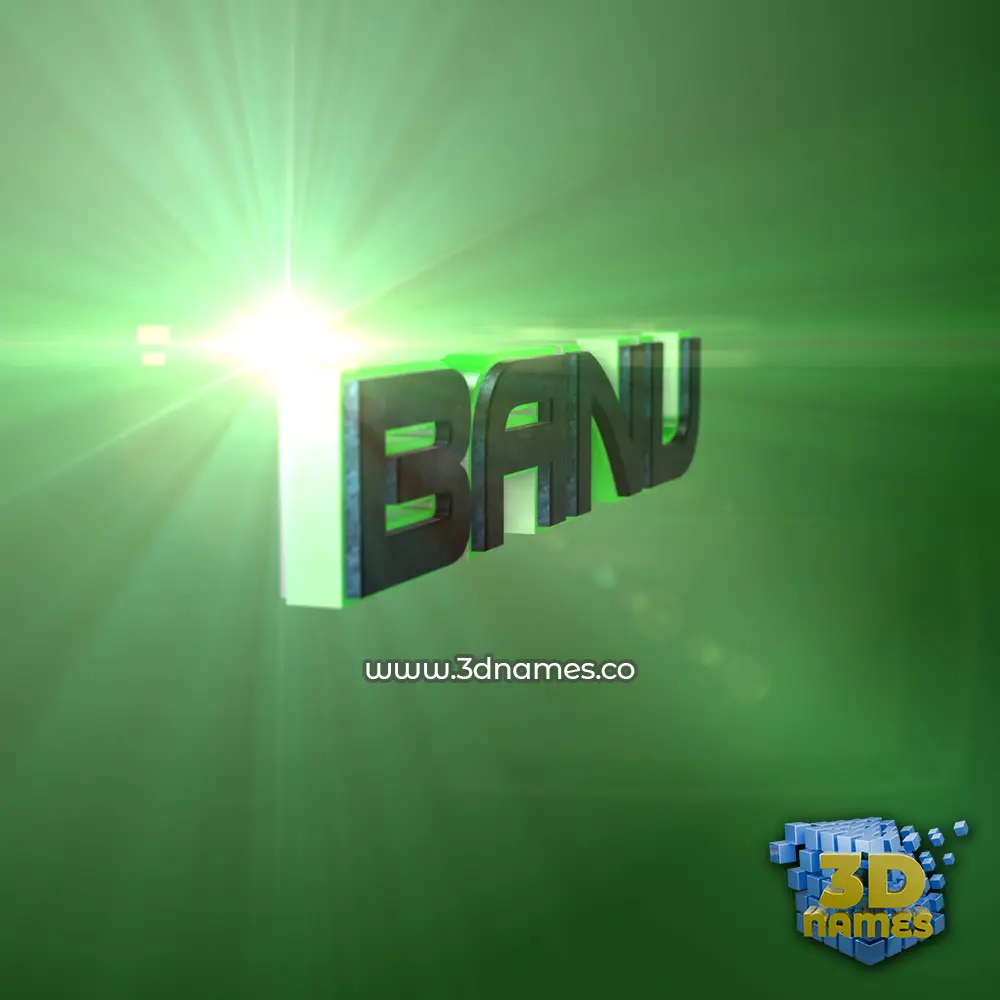 banu in Green Light style - 3D name wallpaper