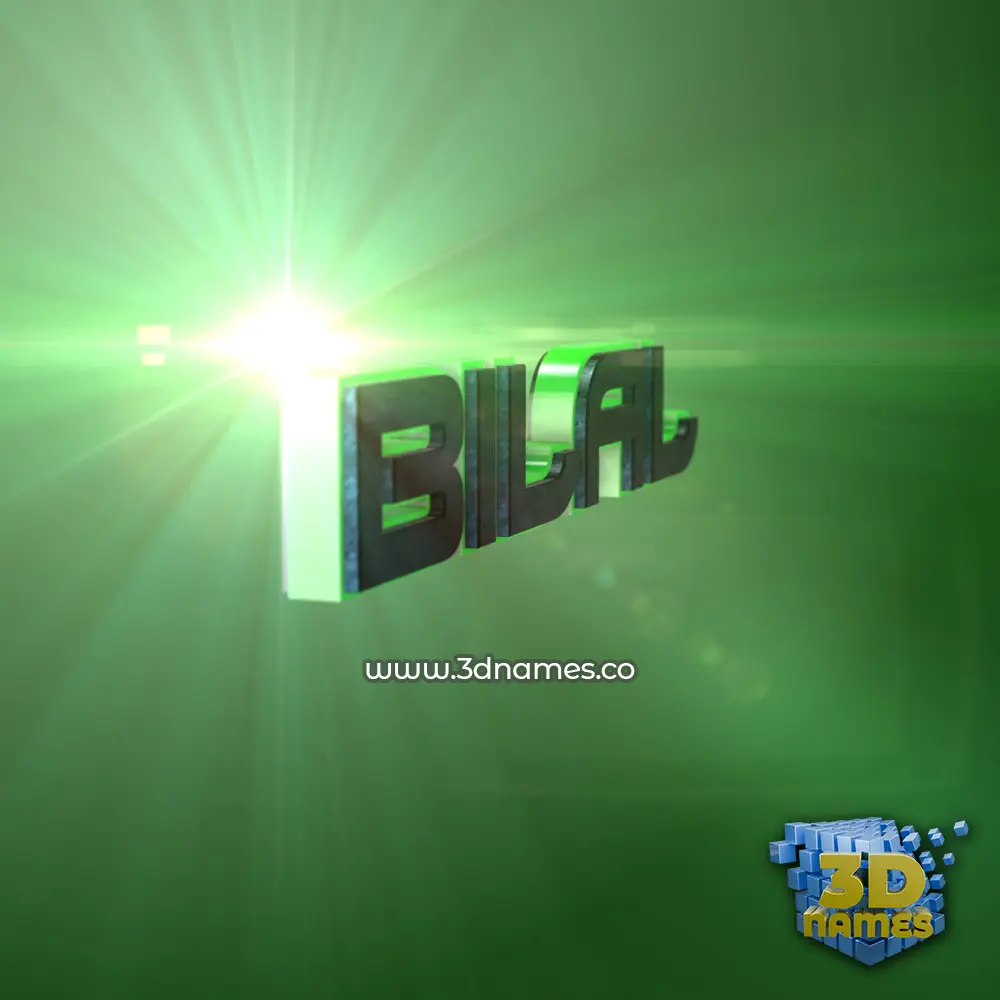 bilal in Green Light style - 3D name wallpaper