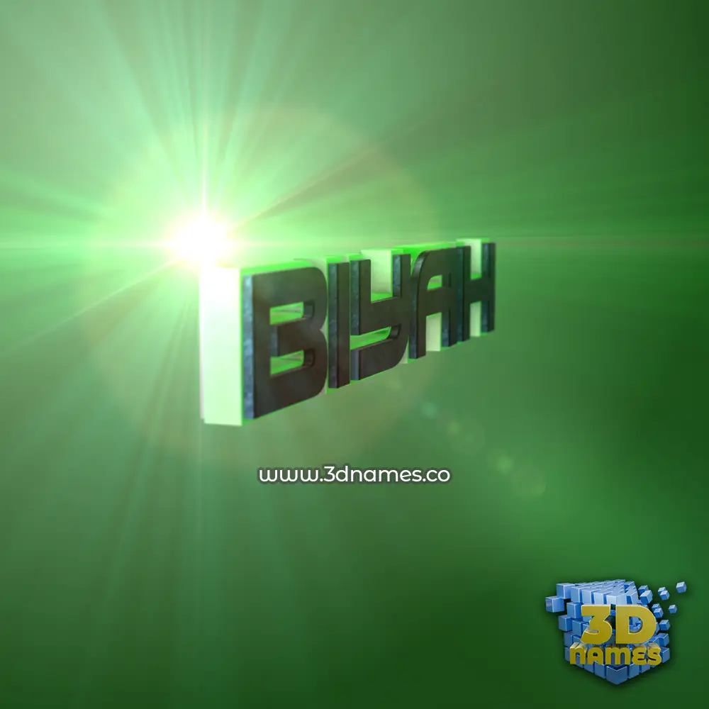 biyah in Green Light style - 3D name wallpaper