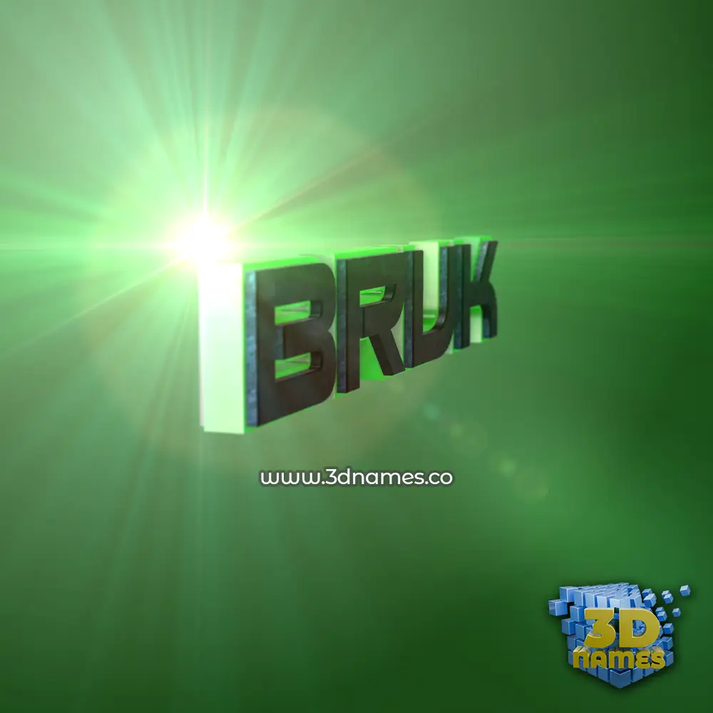 bruk in Green Light style - 3D name wallpaper