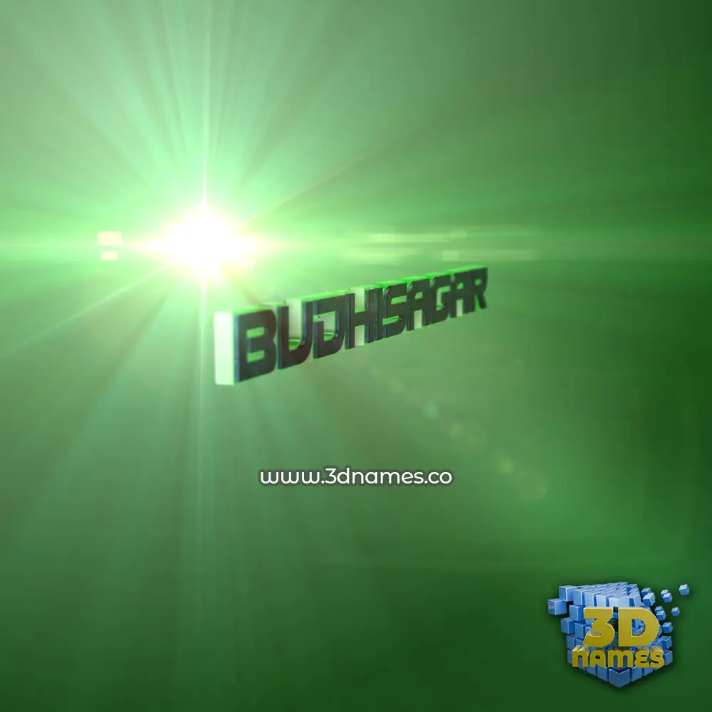 budhisagar in Green Light style - 3D name wallpaper
