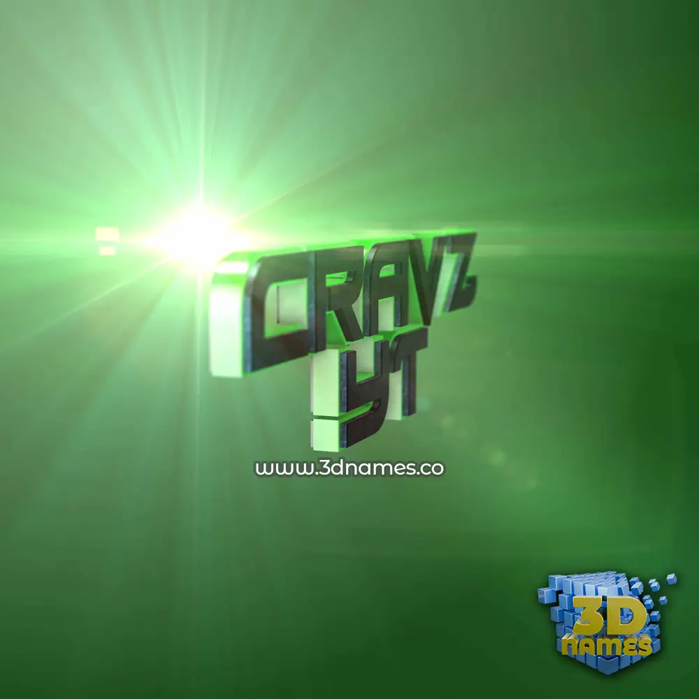 cravz yt in Green Light style - 3D name wallpaper