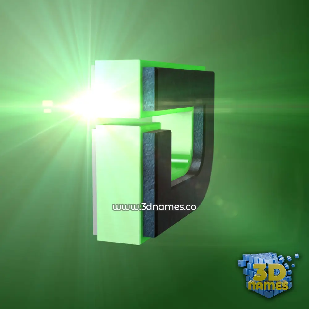 d in Green Light style - 3D name wallpaper