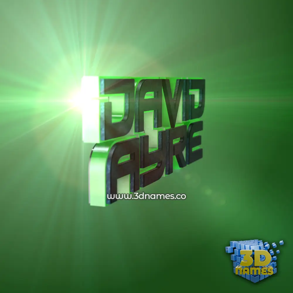 david ayre in Green Light style - 3D name wallpaper