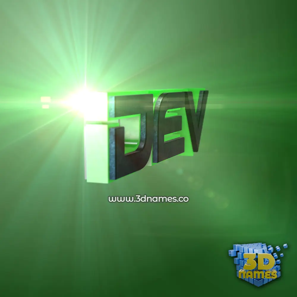 dev in Green Light style - 3D name wallpaper
