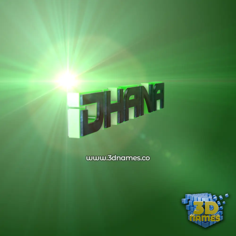 dhana in Green Light style - 3D name wallpaper