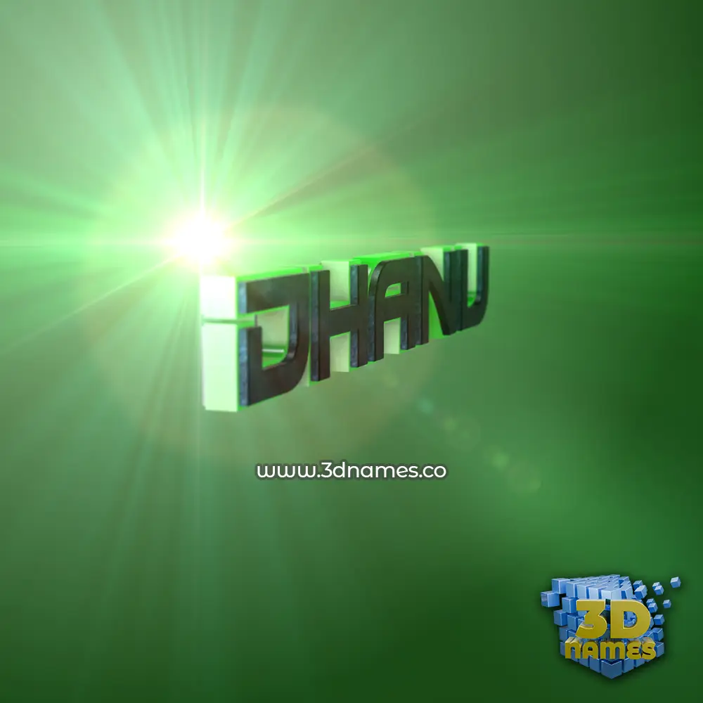 dhanu in Green Light style - 3D name wallpaper