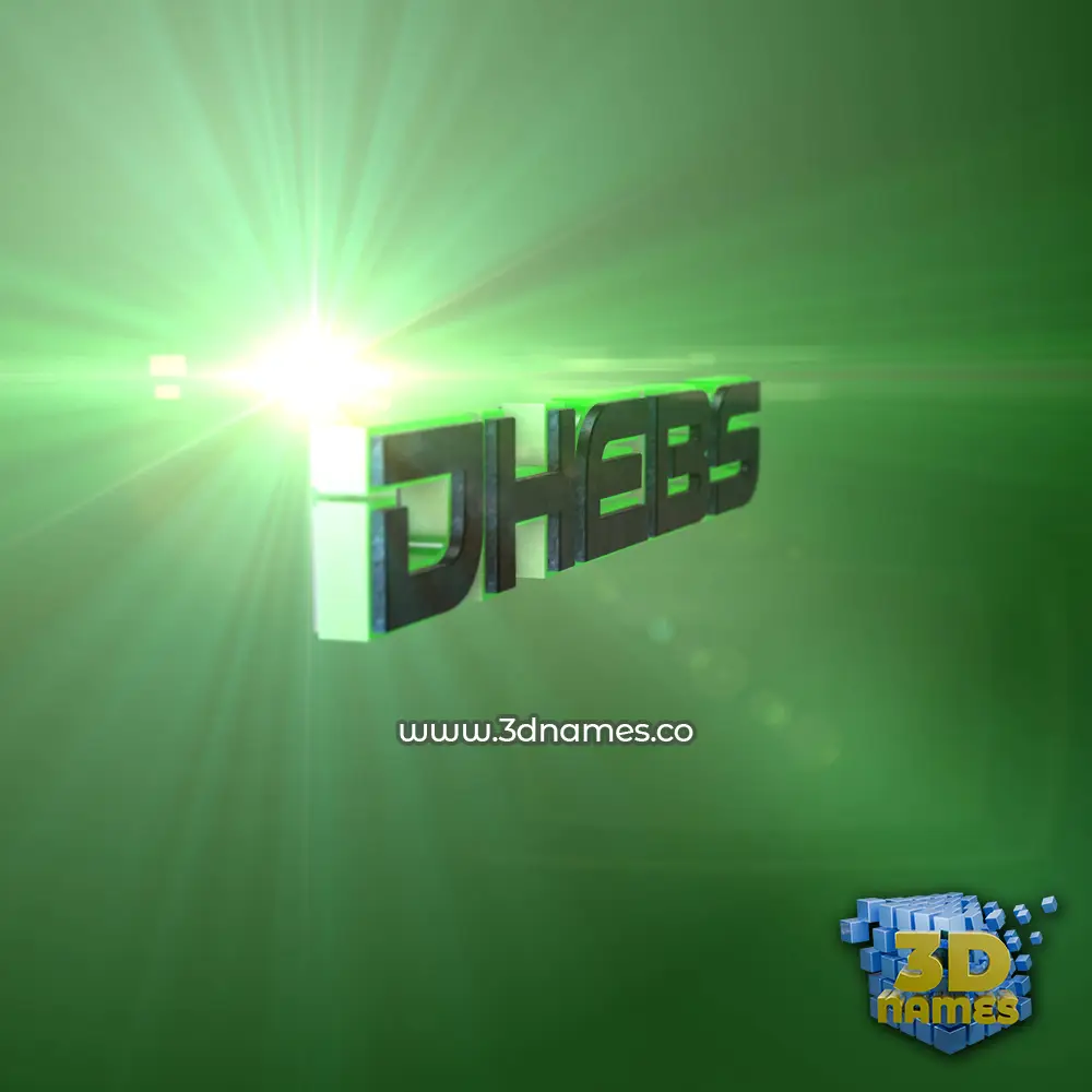 dhebs in Green Light style - 3D name wallpaper