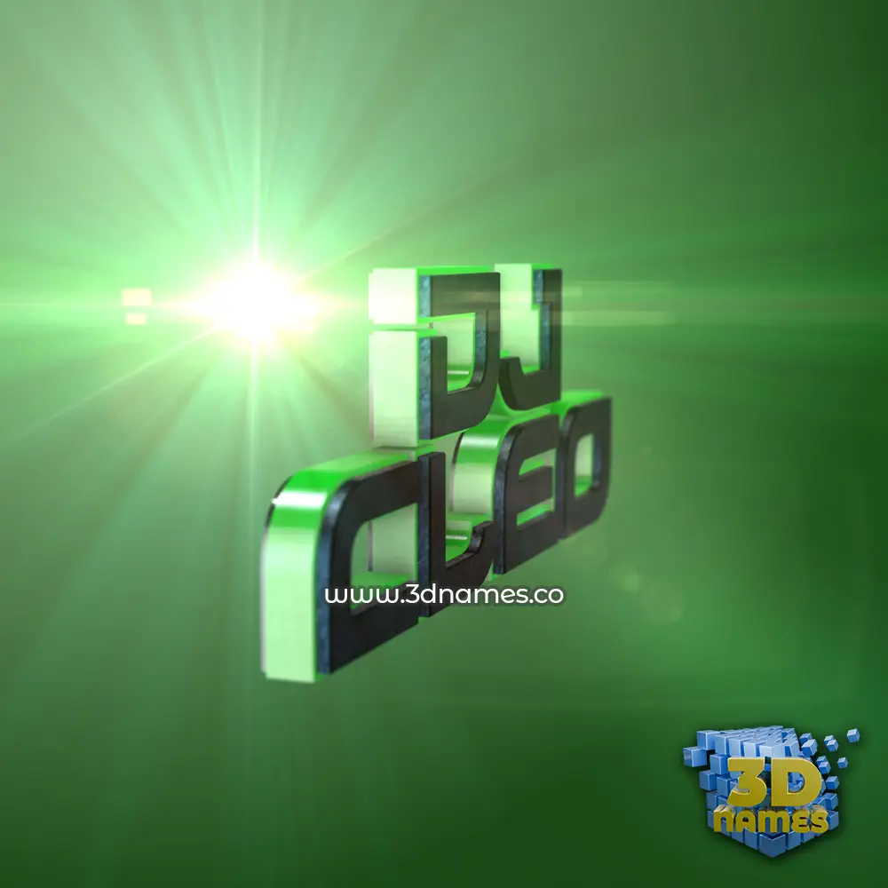 dj cleo in Green Light style - 3D name wallpaper