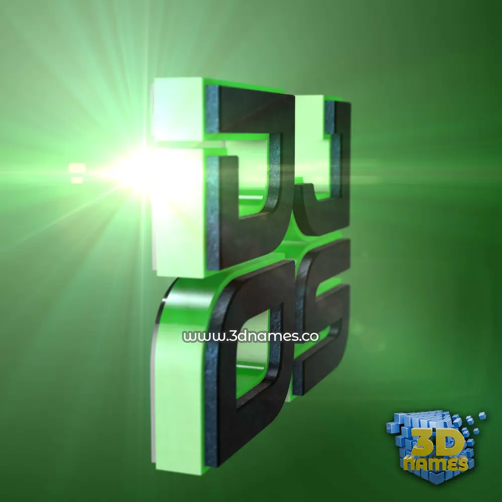 dj os in Green Light style - 3D name wallpaper