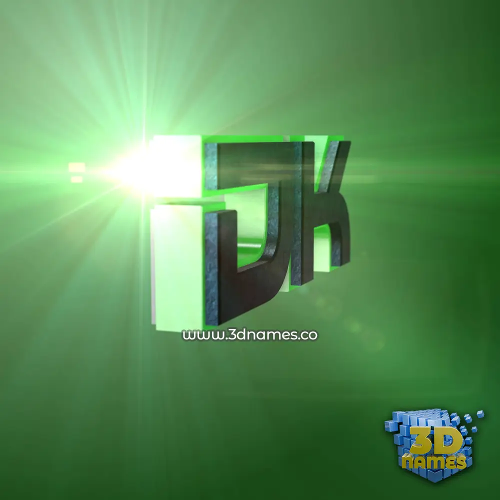 dk in Green Light style - 3D name wallpaper