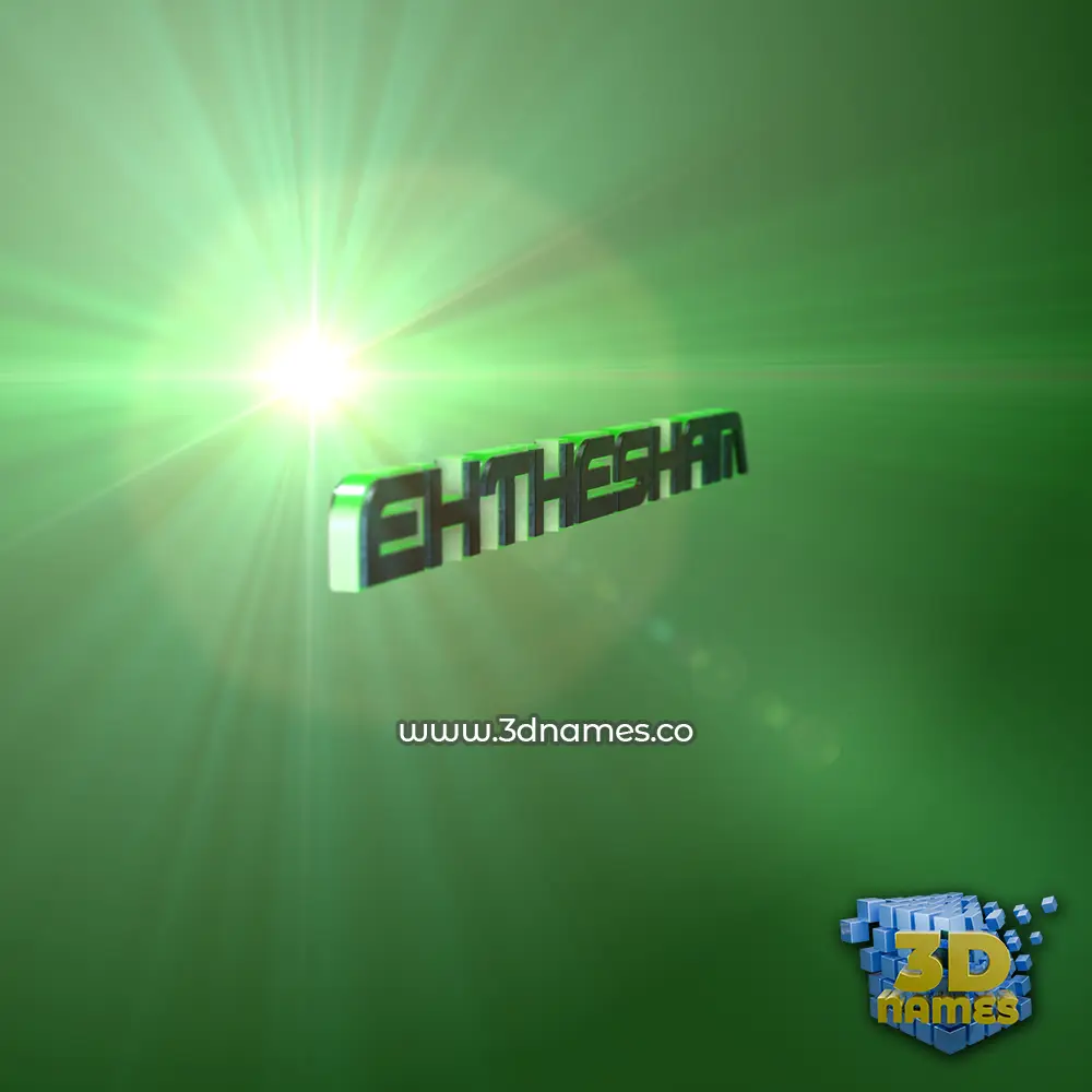 ehthesham in Green Light style - 3D name wallpaper