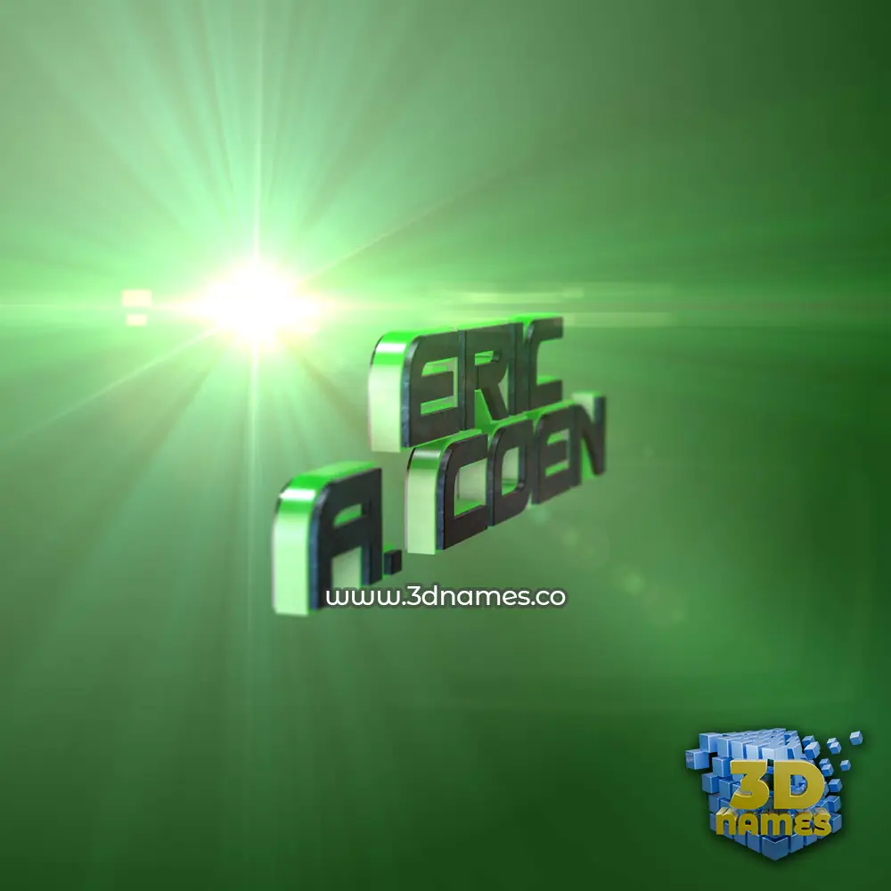 eric a. coen in Green Light style - 3D name wallpaper