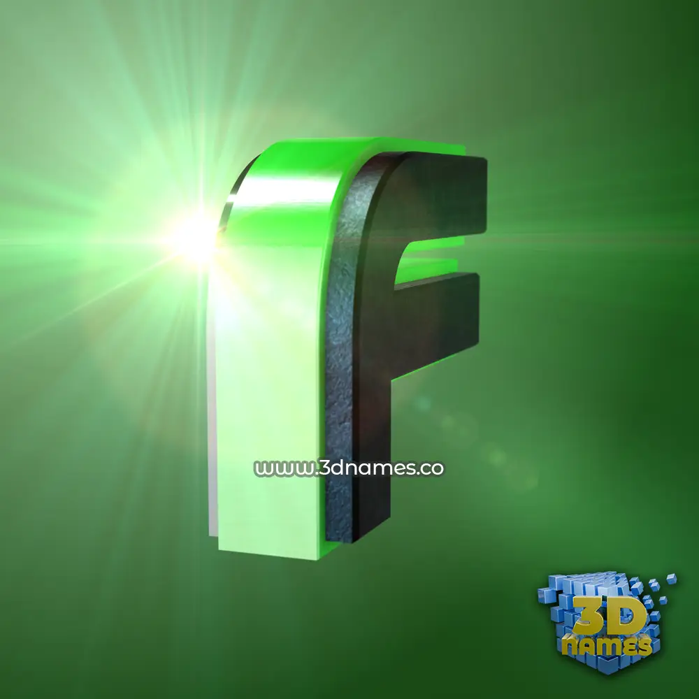 f in Green Light style - 3D name wallpaper
