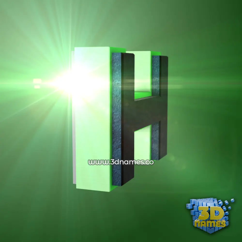 h in Green Light style - 3D name wallpaper