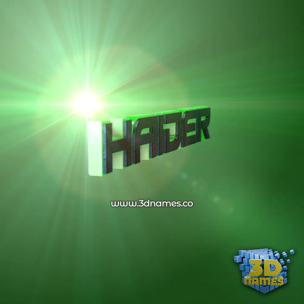 haider in Green Light style - 3D name wallpaper