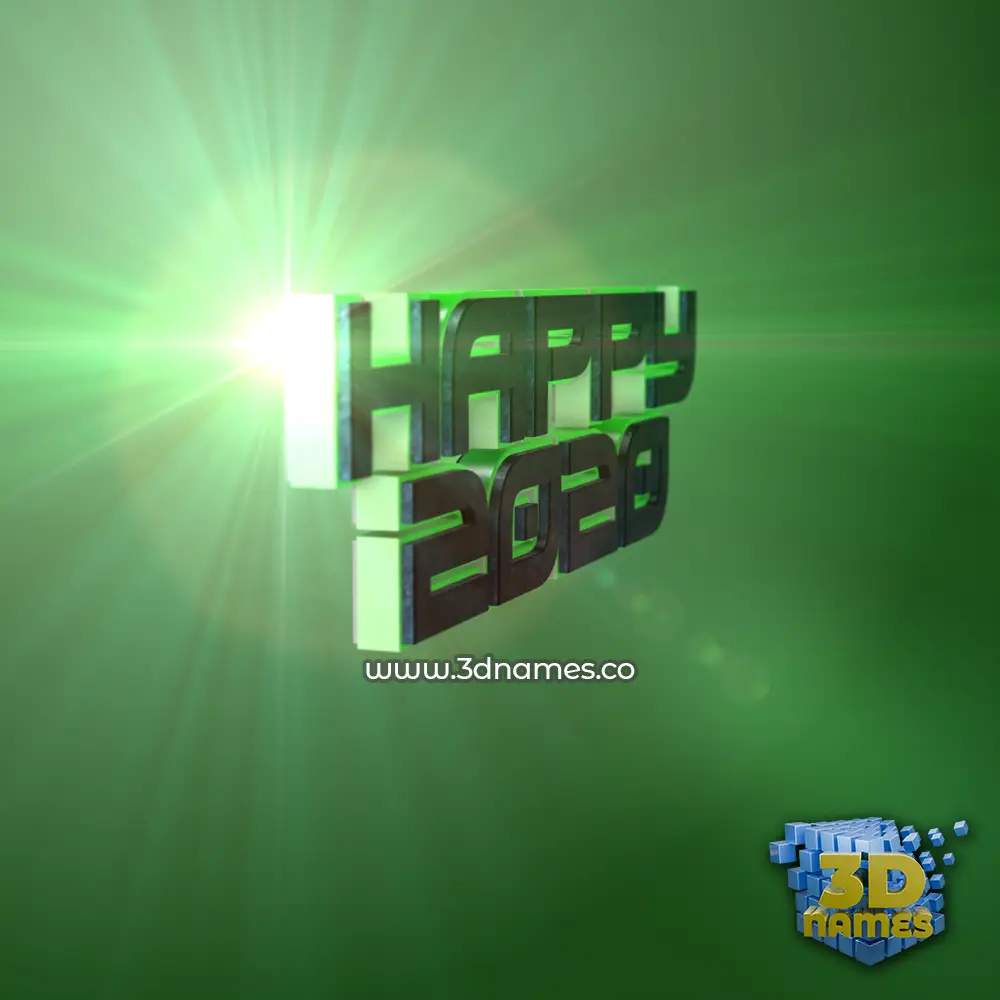 happy 2020 in Green Light style - 3D name wallpaper