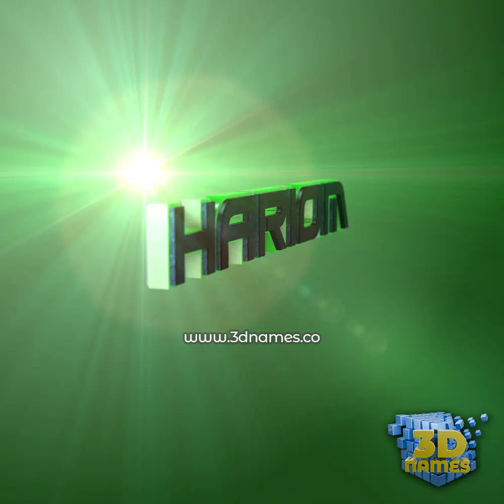 hariom in Green Light style - 3D name wallpaper