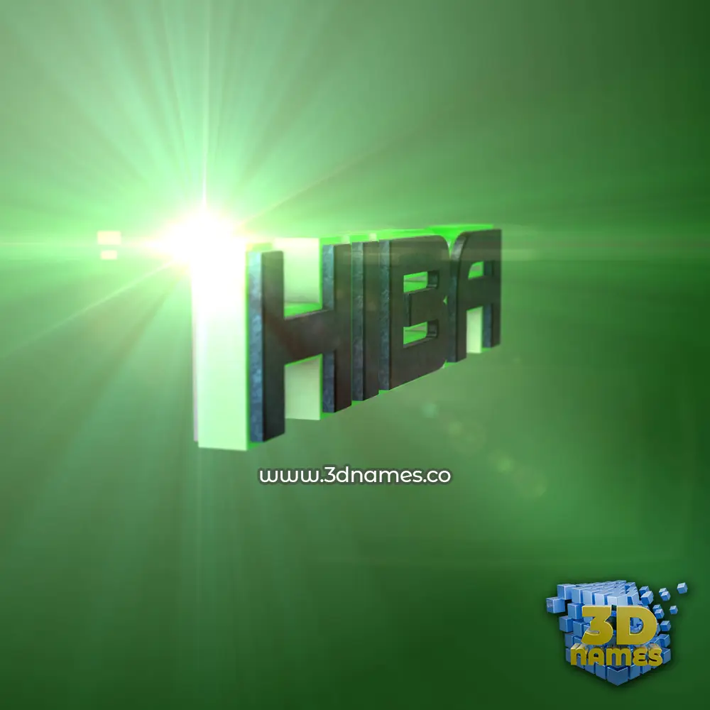 hiba in Green Light style - 3D name wallpaper
