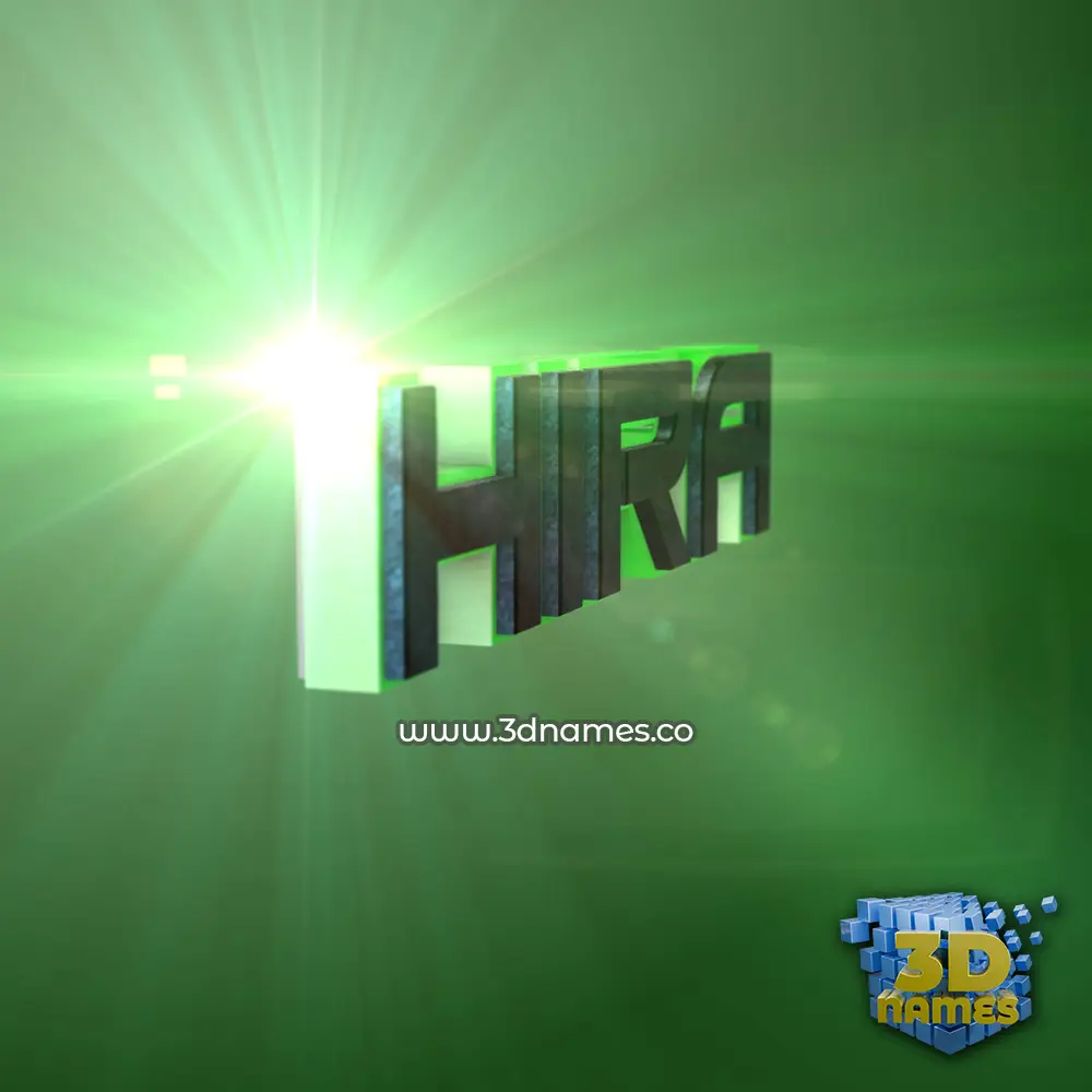 hira in Green Light style - 3D name wallpaper