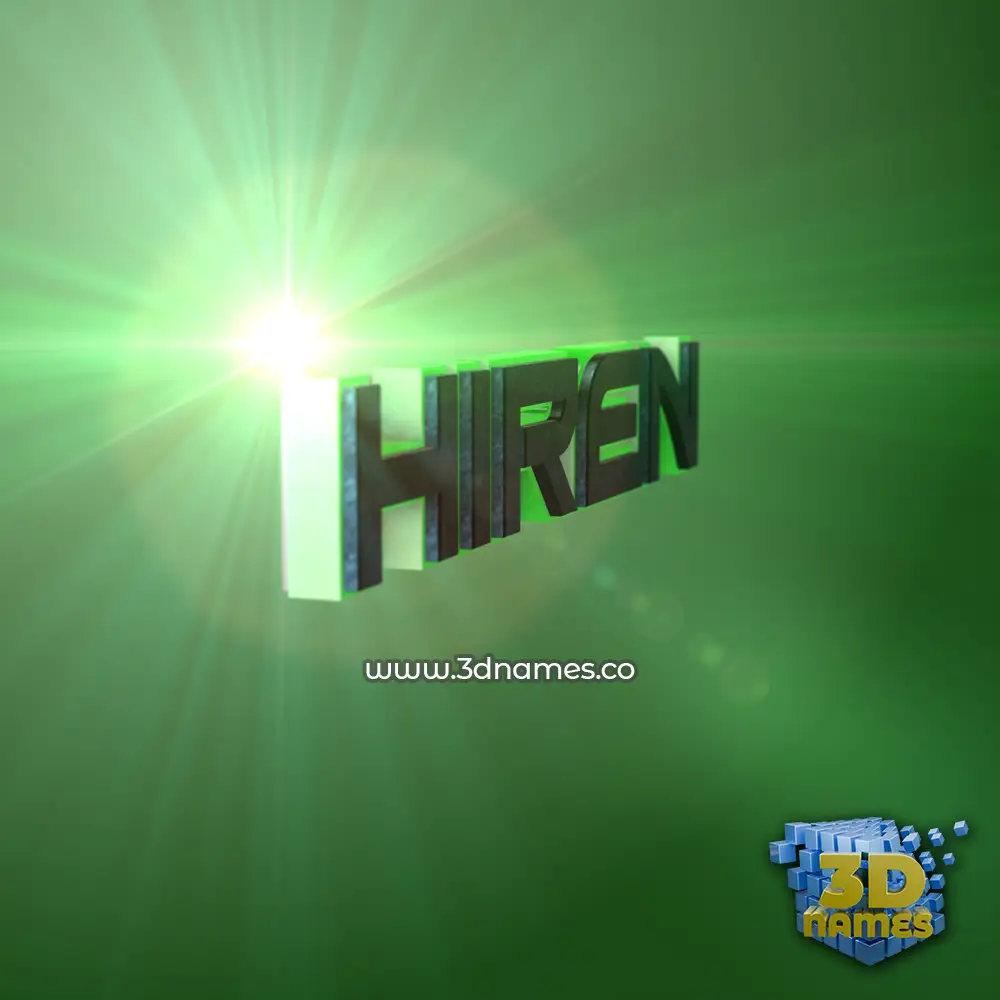 hiren in Green Light style - 3D name wallpaper
