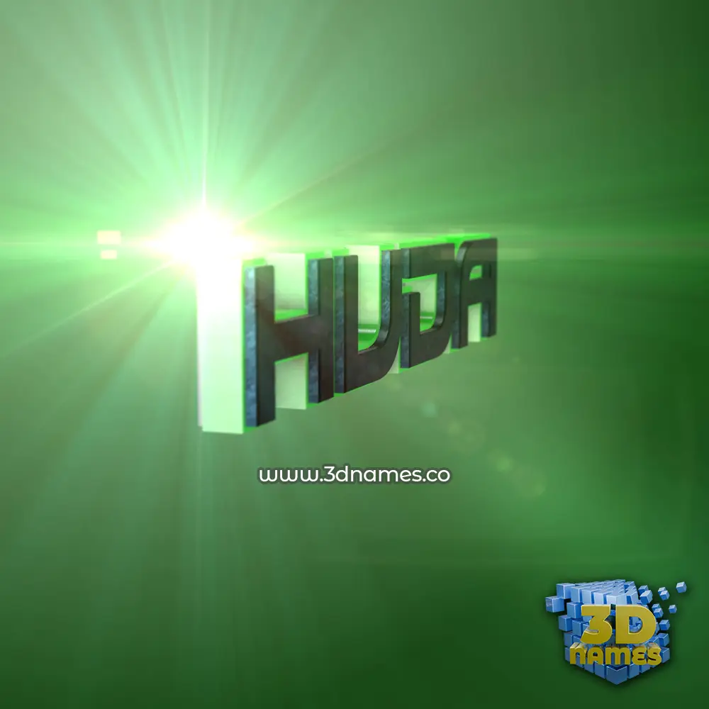huda in Green Light style - 3D name wallpaper