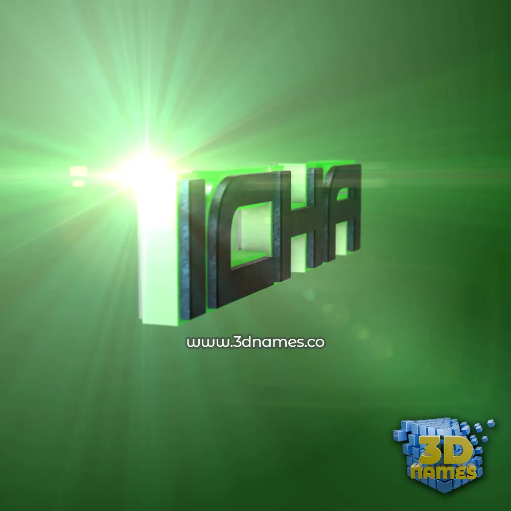 icha in Green Light style - 3D name wallpaper