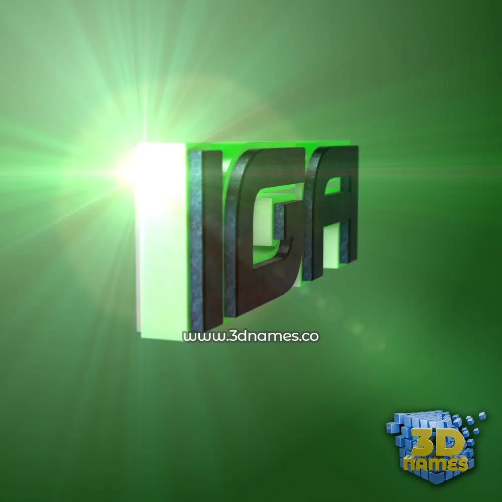 iga in Green Light style - 3D name wallpaper