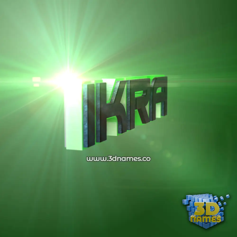 ikra in Green Light style - 3D name wallpaper
