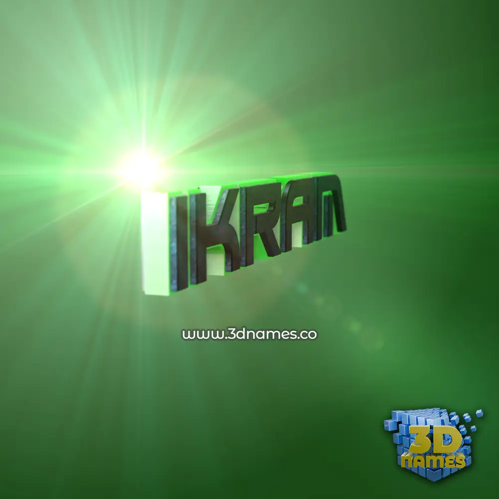 ikram in Green Light style - 3D name wallpaper