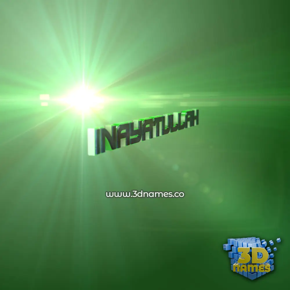 inayatullah in Green Light style - 3D name wallpaper