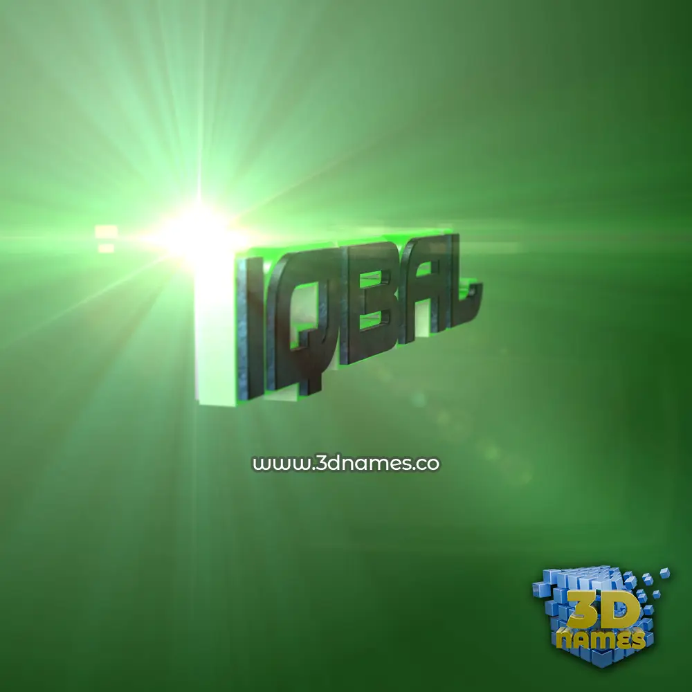 iqbal in Green Light style - 3D name wallpaper