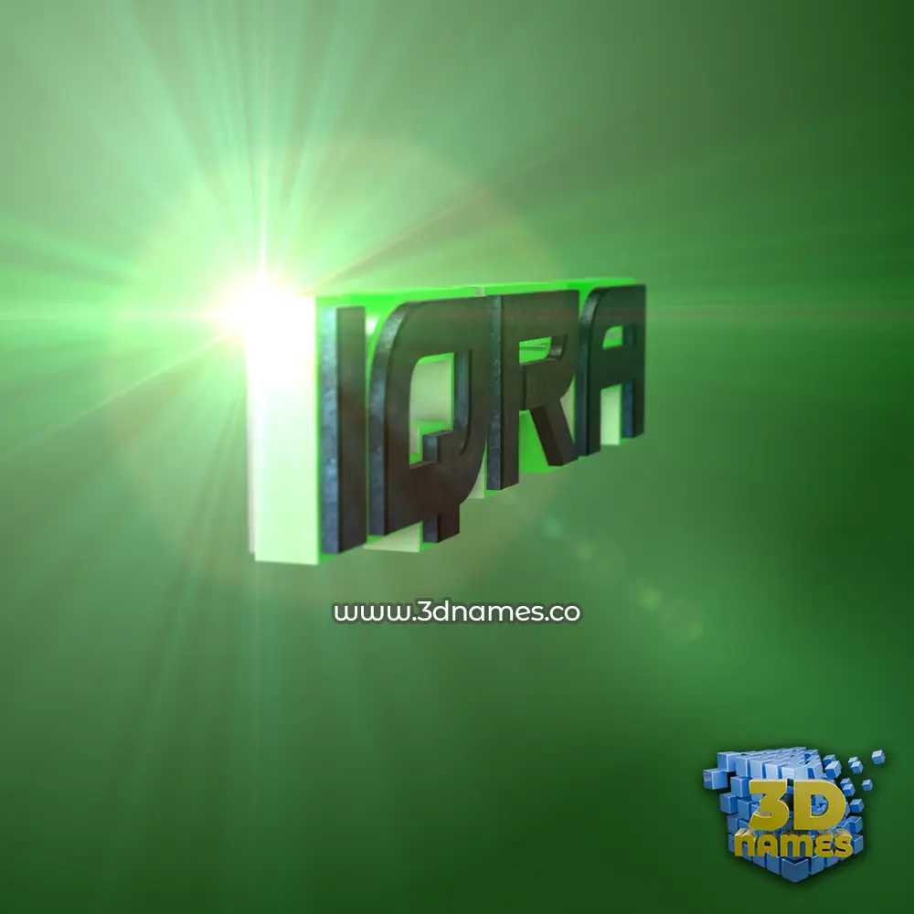 iqra in Green Light style - 3D name wallpaper