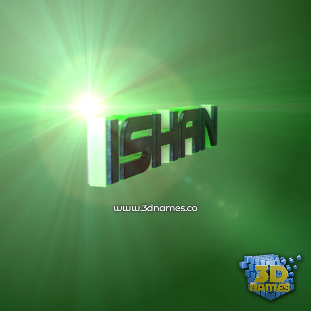 ishan in Green Light style - 3D name wallpaper