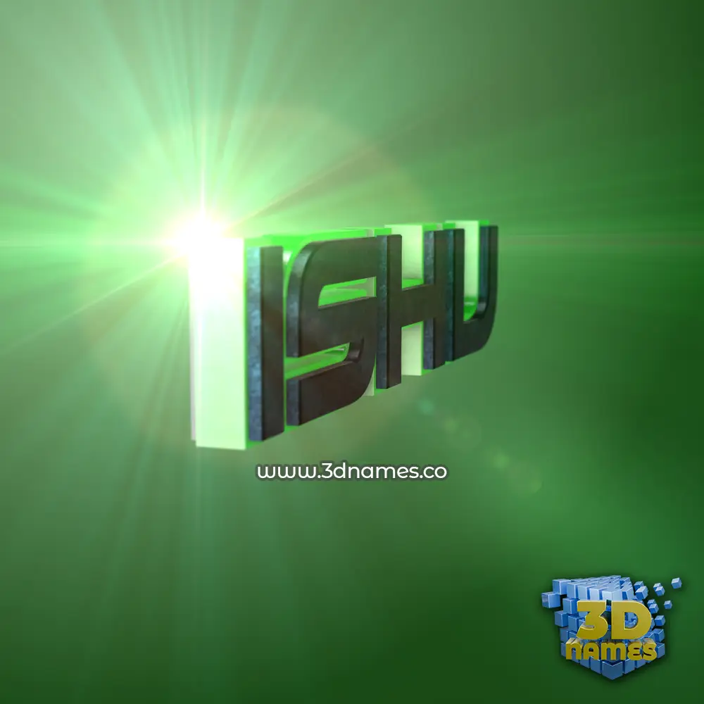 ishu in Green Light style - 3D name wallpaper