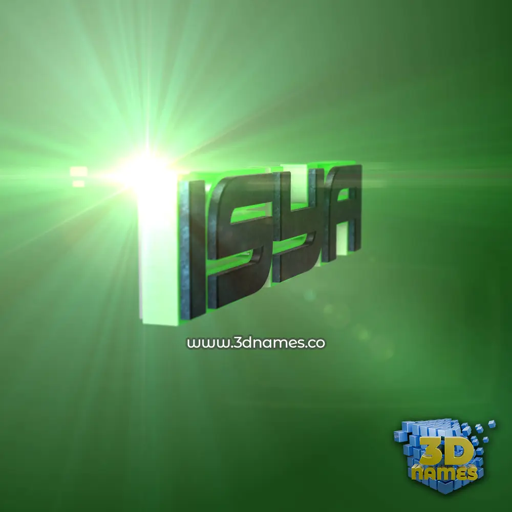 isya in Green Light style - 3D name wallpaper